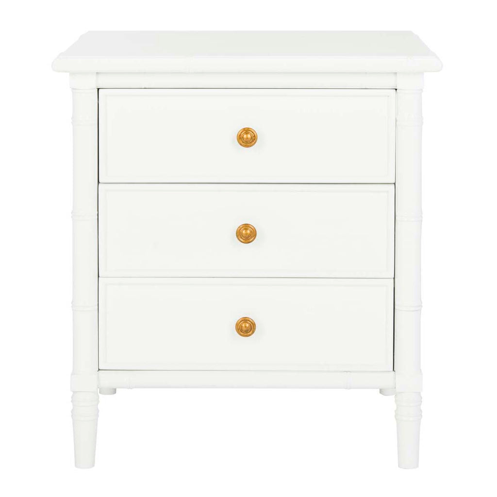 Safavieh Mina Modern Coastal 3 Drawer 25 H Bamboo Nightstand - White