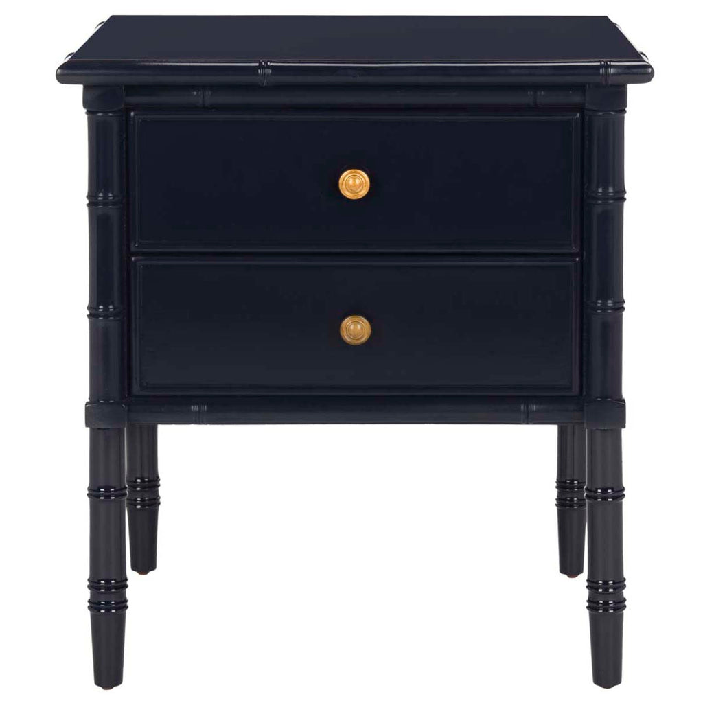 Safavieh Mina Modern Coastal 2 Drawer 25 H Bamboo Nightstand - Navy