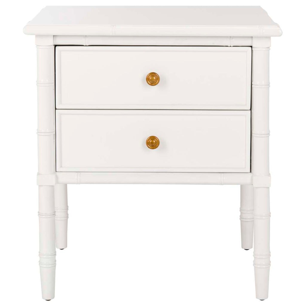 Safavieh Mina Modern Coastal 2 Drawer 25 H Bamboo Nightstand - White