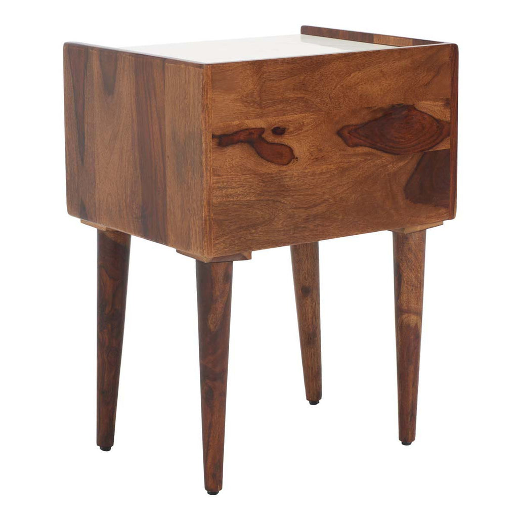 Safavieh Marion 1 Drawer Nightstand - Walnut / White