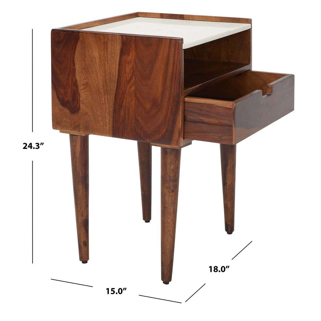 Safavieh Marion 1 Drawer Nightstand - Walnut / White