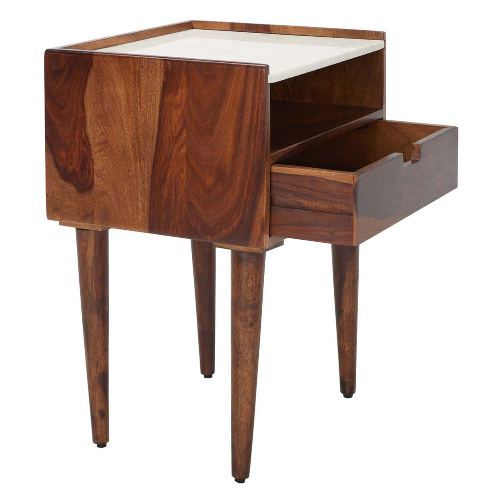 Safavieh Marion 1 Drawer Nightstand - Walnut / White