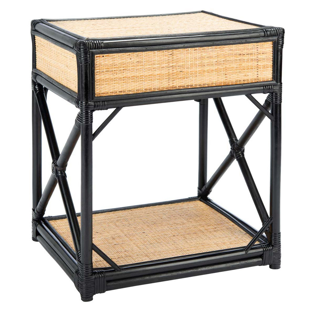 Safavieh Bali 1 Drawer 1 Shelf Nightstand - Black / Natural