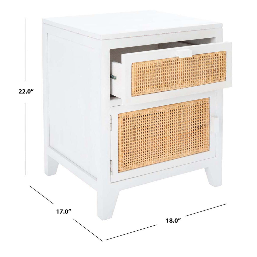 Safavieh Devon 1 Drawer 1 Door Nightstand - White/Natural