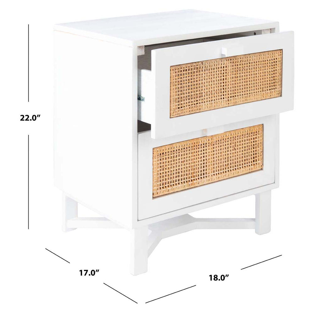 Safavieh Hedwig 2 Drawer Nightstand - White/Natural