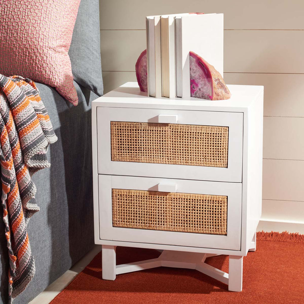 Safavieh Hedwig 2 Drawer Nightstand - White/Natural