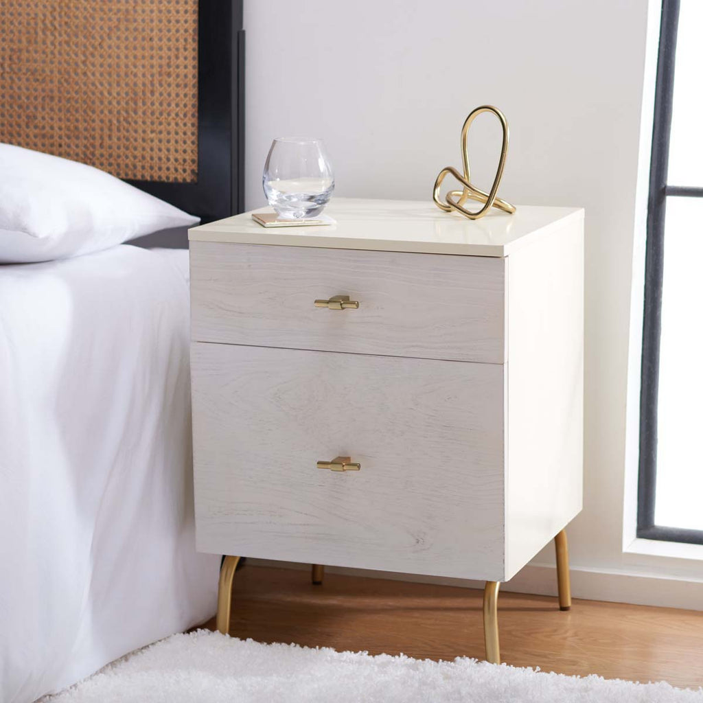 Safavieh Genevieve 2 Drawer Nightstand - Cream / White Washed