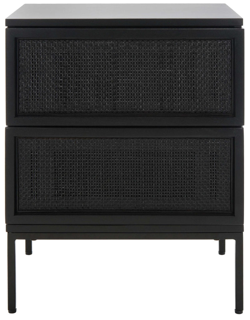 Safavieh Zadie 2 Drawer Rattan Nightstand - Black