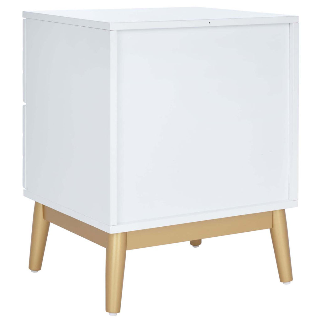 Safavieh Wilfred 2 Drawer Patterned Night Stand - White / Gold