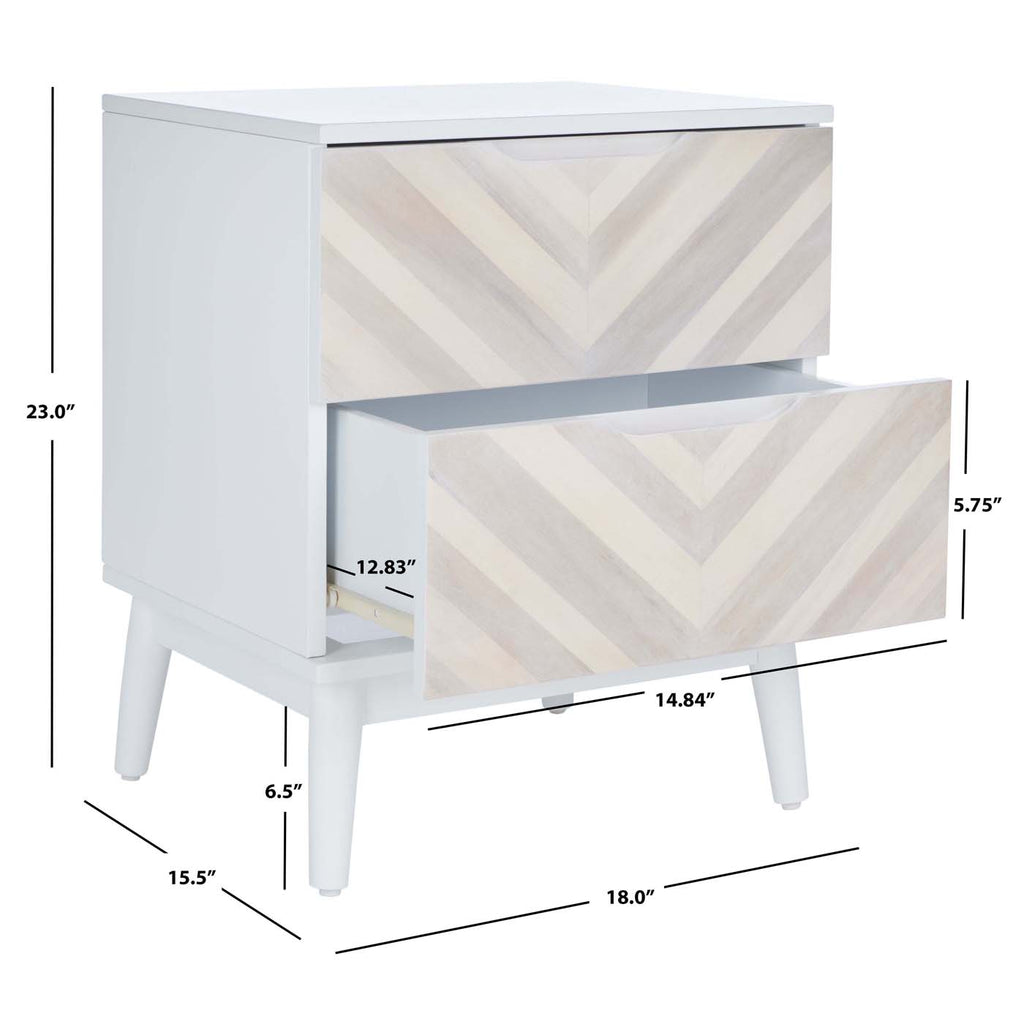 Safavieh Tay 2Drawer Patterned Night Stand - White Washed