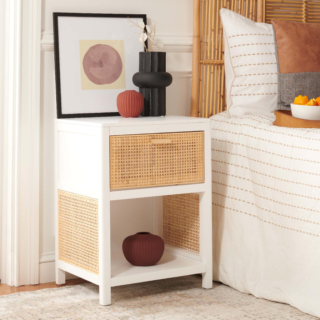 Safavieh Miya Night Stand - White / Natural