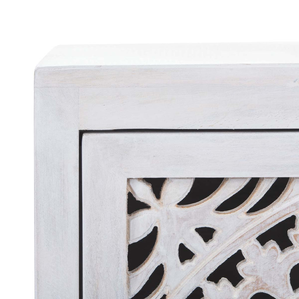 Safavieh Thea 1 Door Carved Nightstand - White Washed