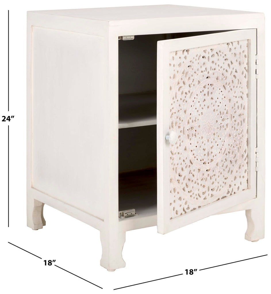 Safavieh Raura 2 Shelf 1 Door Nightstand - White Wash