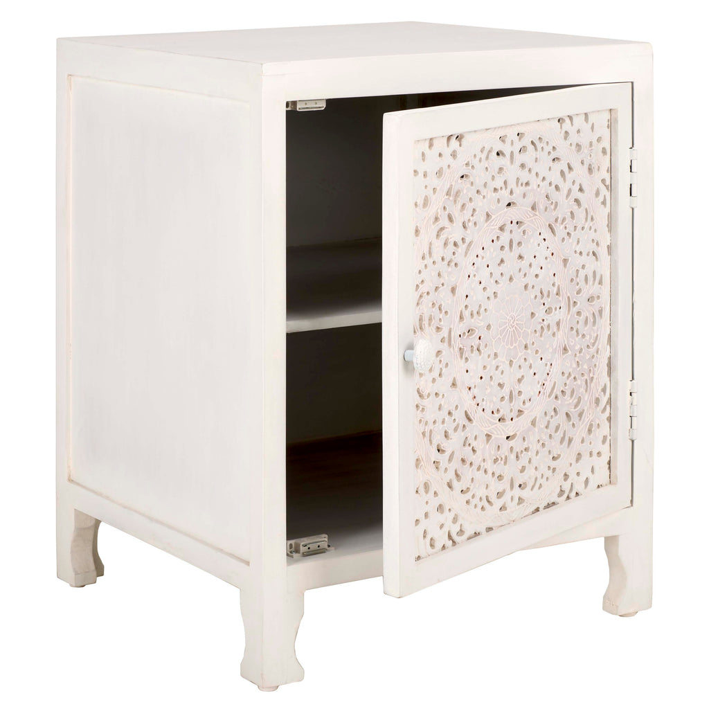 Safavieh Raura 2 Shelf 1 Door Nightstand - White Wash