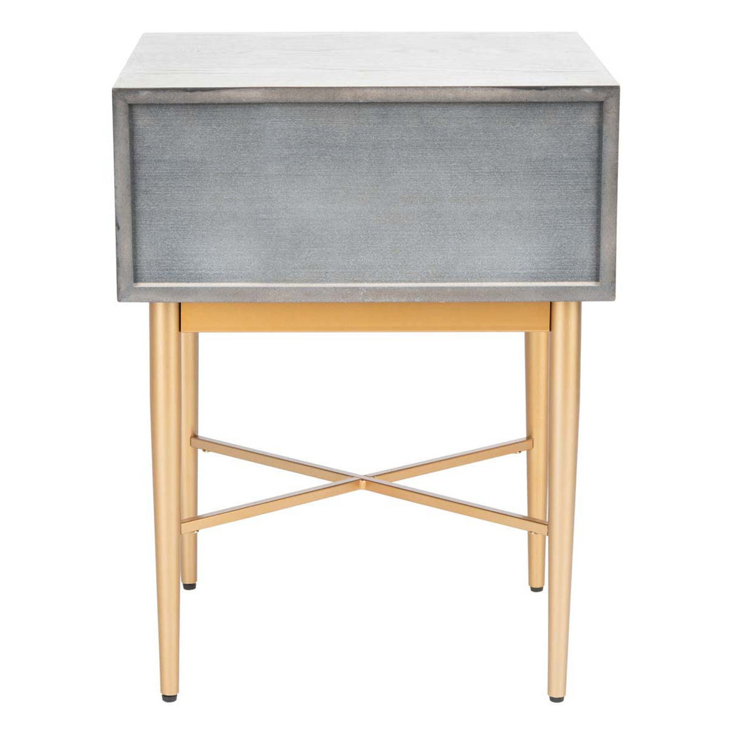 Safavieh Pierre One Drawer Nightstand - White Washed / Gold