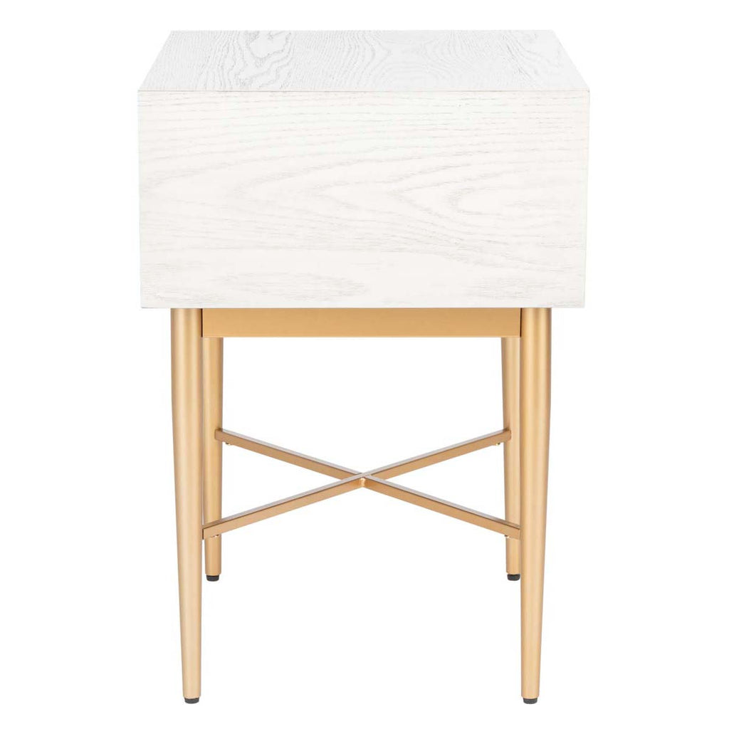 Safavieh Pierre One Drawer Nightstand - White Washed / Gold