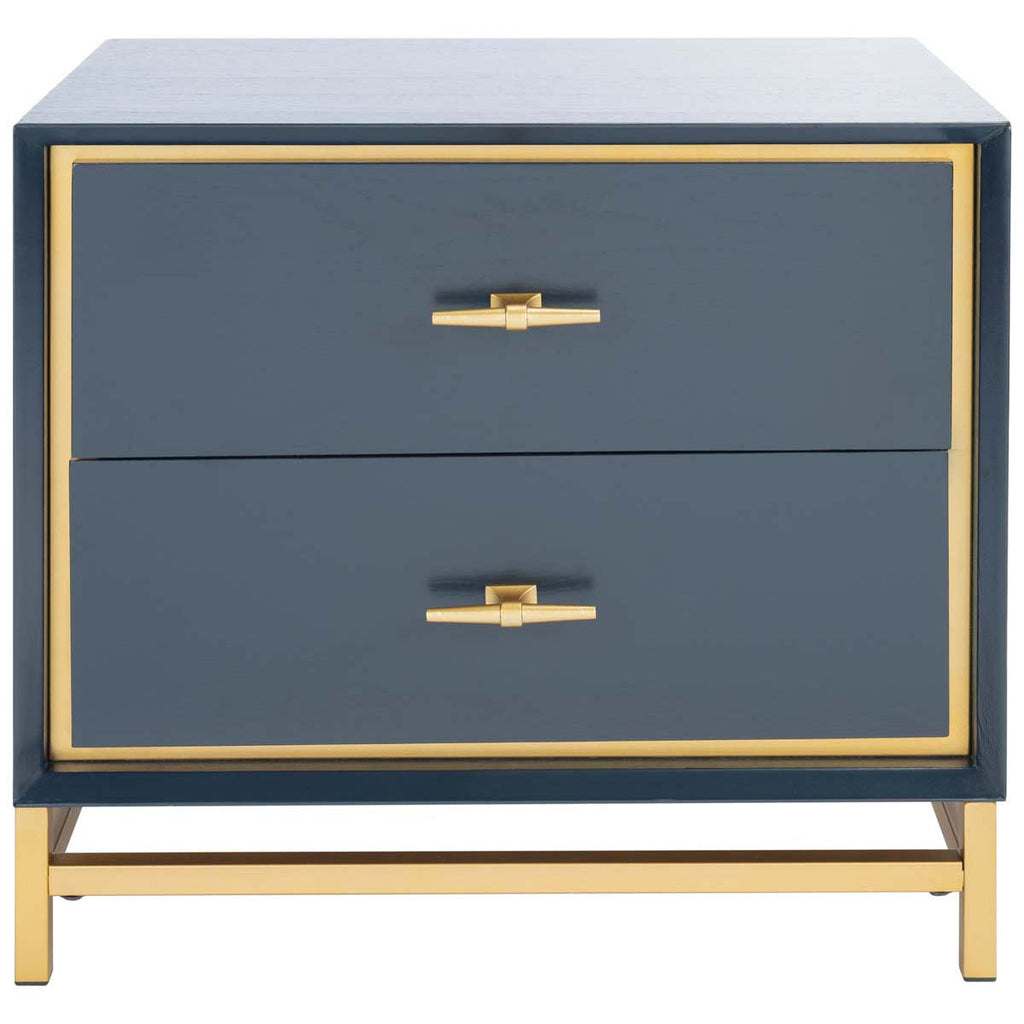 Safavieh Fenno 2 Drawer Nightstand - Teal / Brass