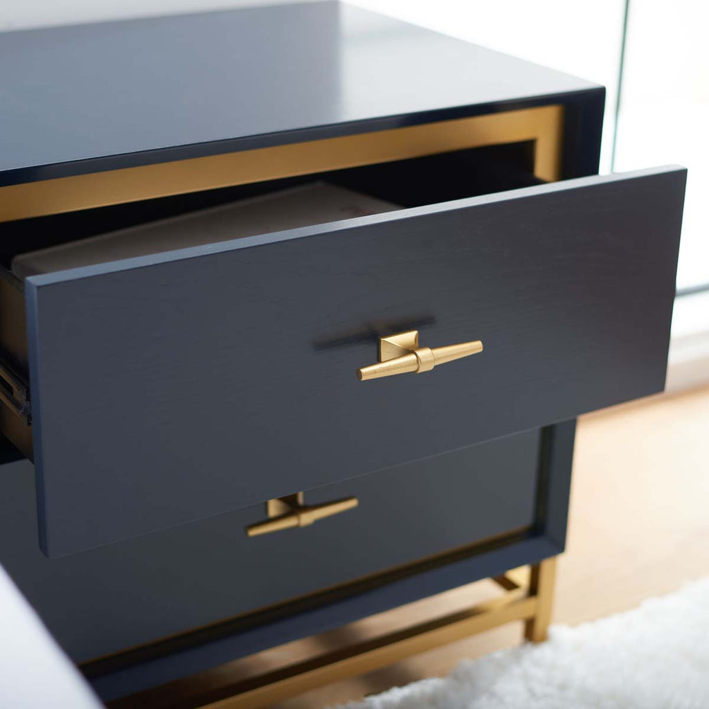 Safavieh Fenno 2 Drawer Nightstand - Teal / Brass