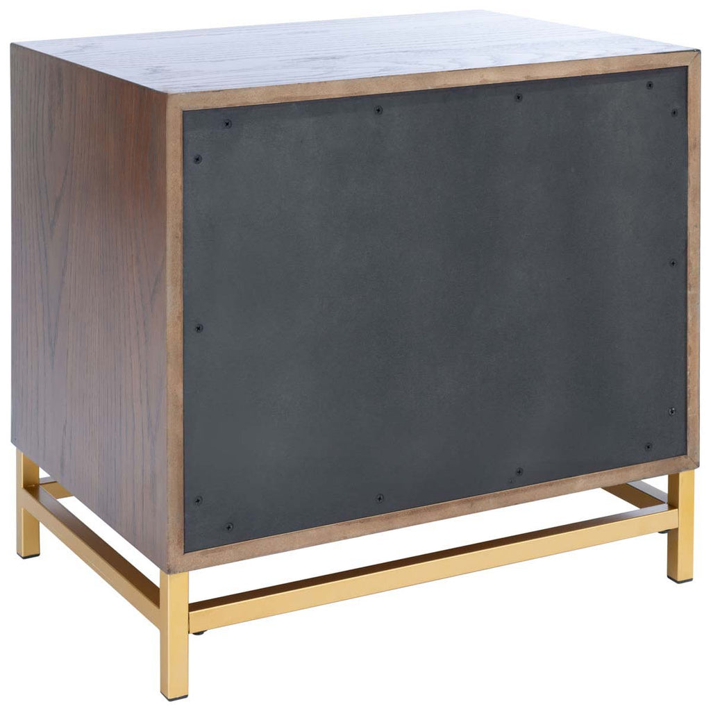 Safavieh Fenno 2 Drawer Nightstand - Walnut / Brass