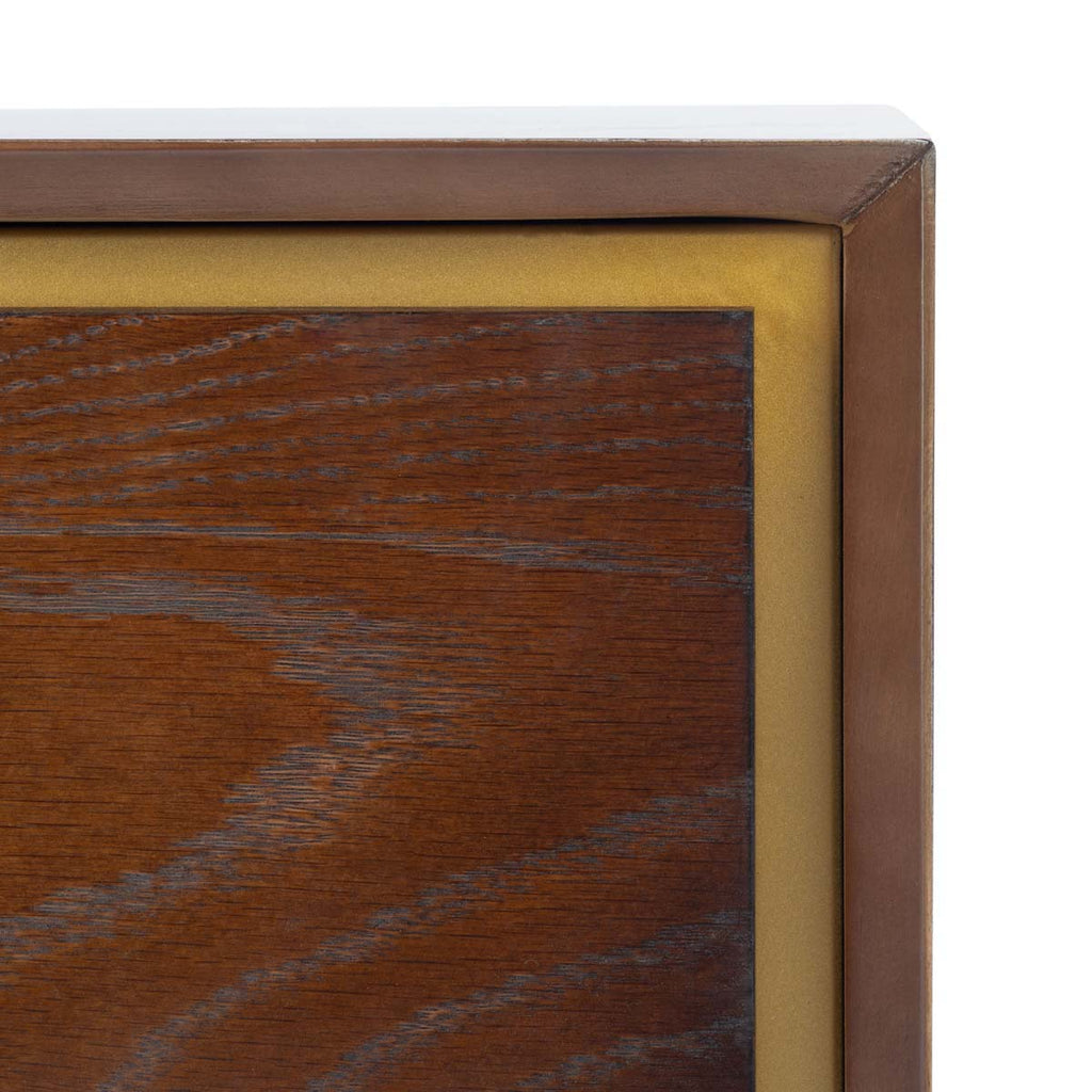 Safavieh Fenno 2 Drawer Nightstand - Walnut / Brass