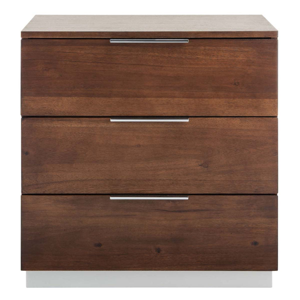 Safavieh Brylin 3 Drawer Nightstand - Dark Walnut