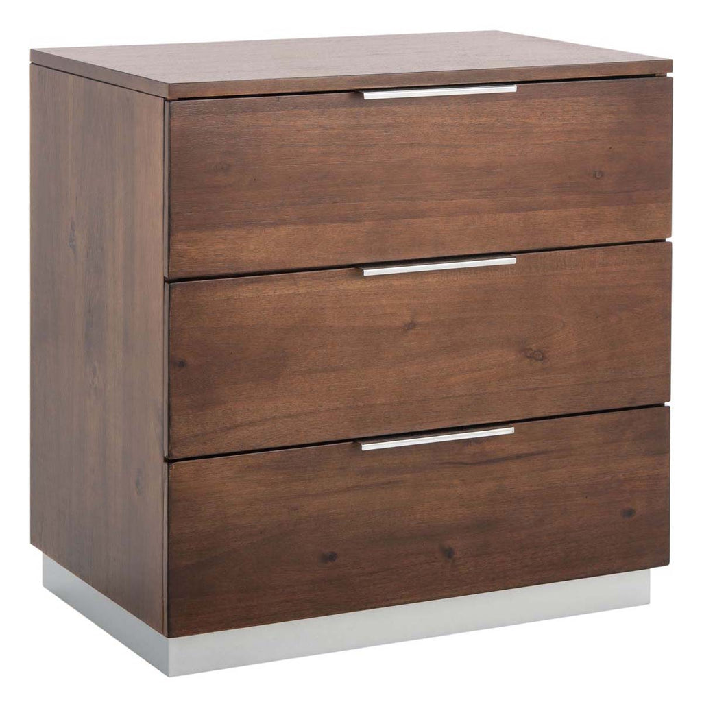 Safavieh Brylin 3 Drawer Nightstand - Dark Walnut