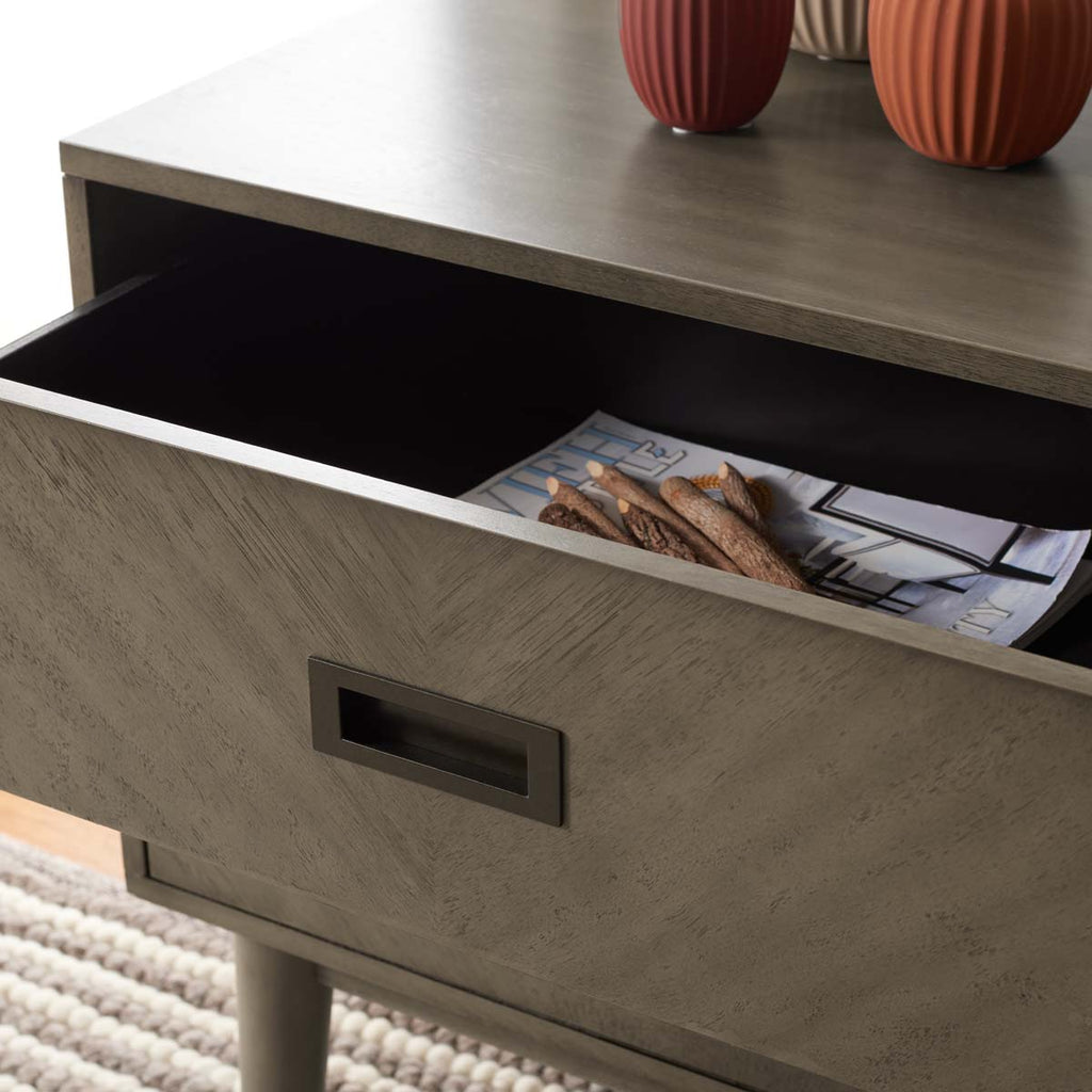 Safavieh Donald 2 Drawer Nightstand - Light Grey / Bronze