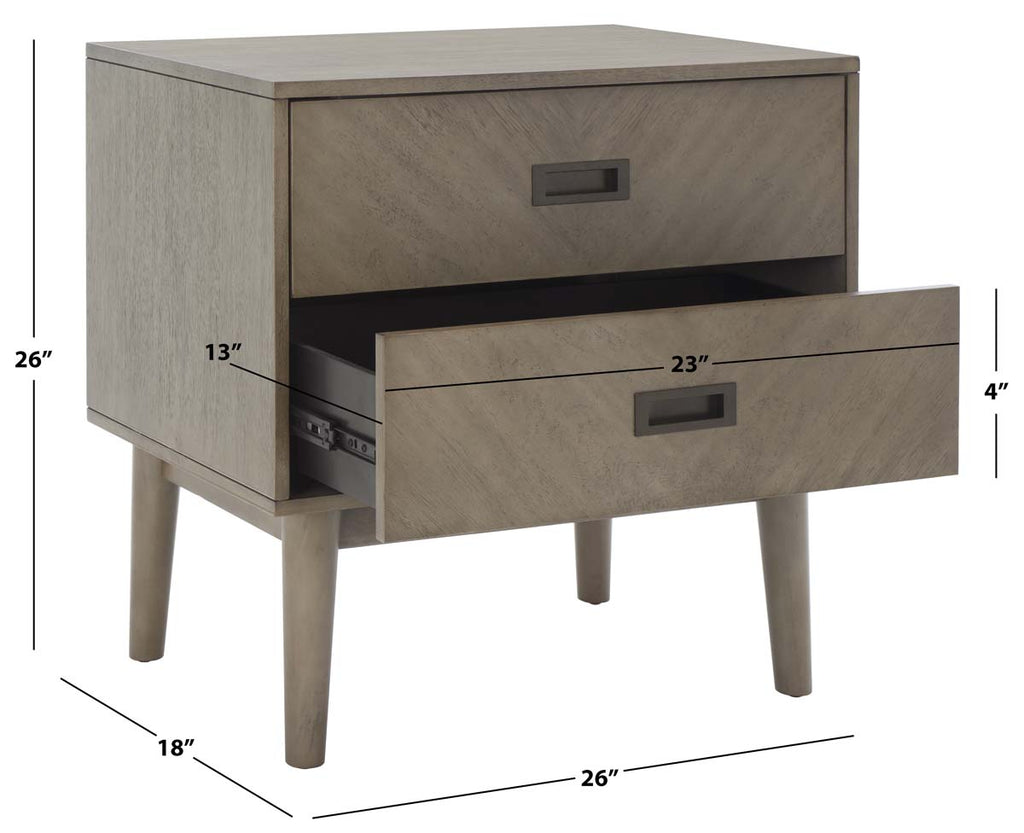 Safavieh Donald 2 Drawer Nightstand - Light Grey / Bronze