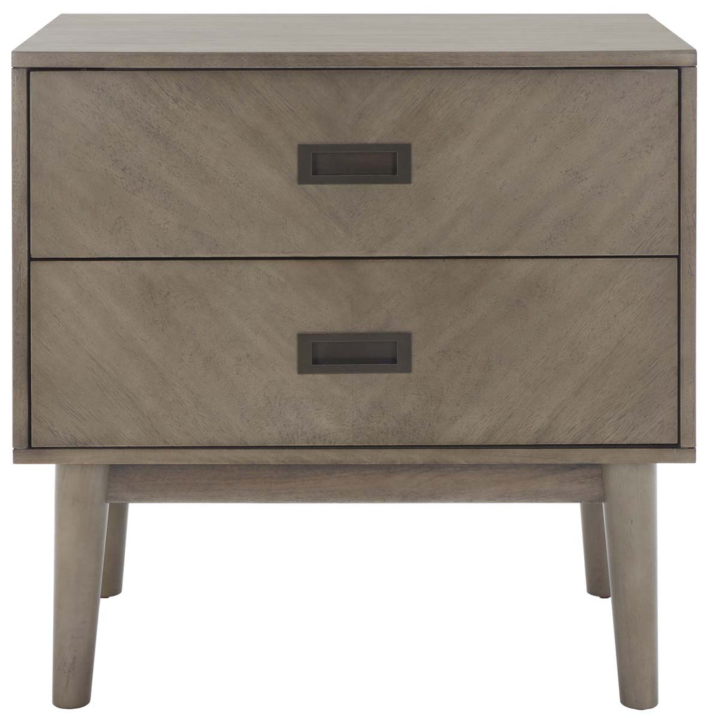 Safavieh Donald 2 Drawer Nightstand - Light Grey / Bronze