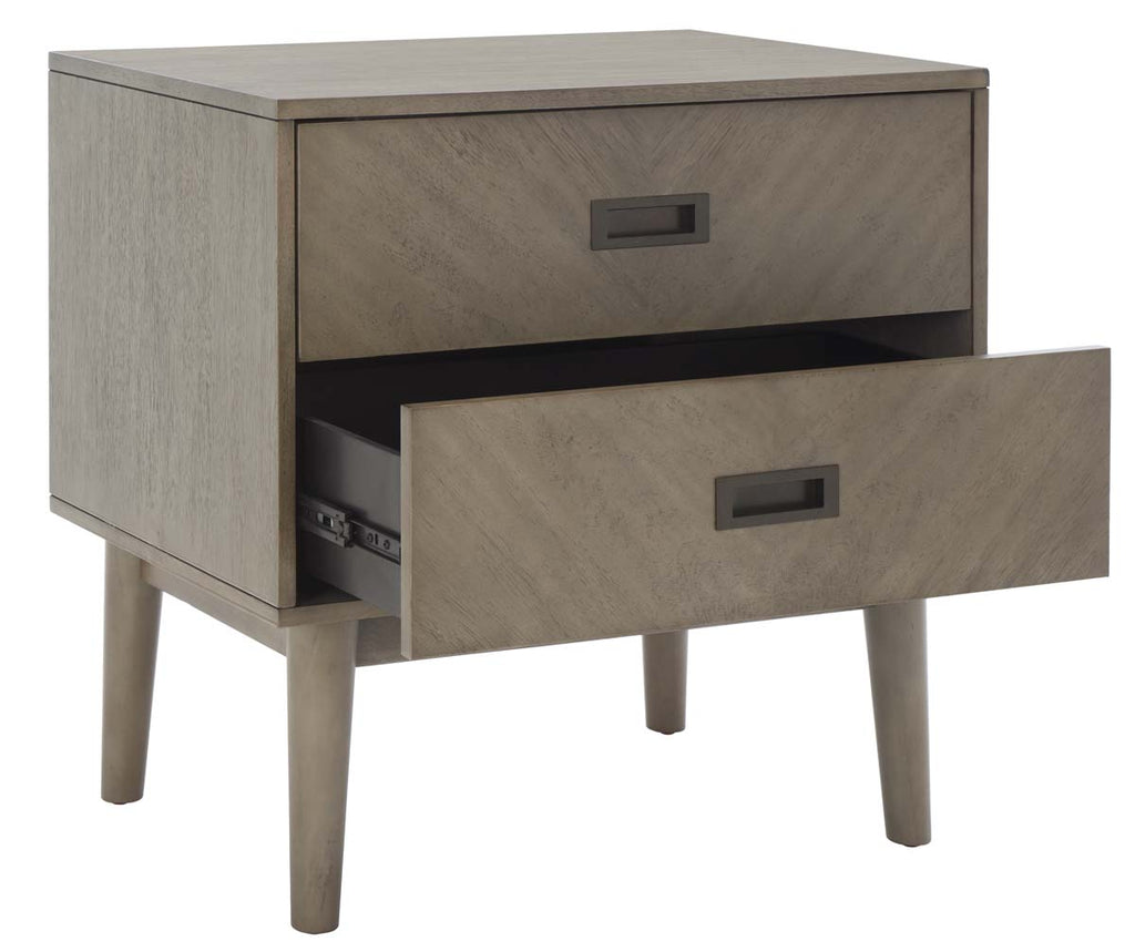 Safavieh Donald 2 Drawer Nightstand - Light Grey / Bronze