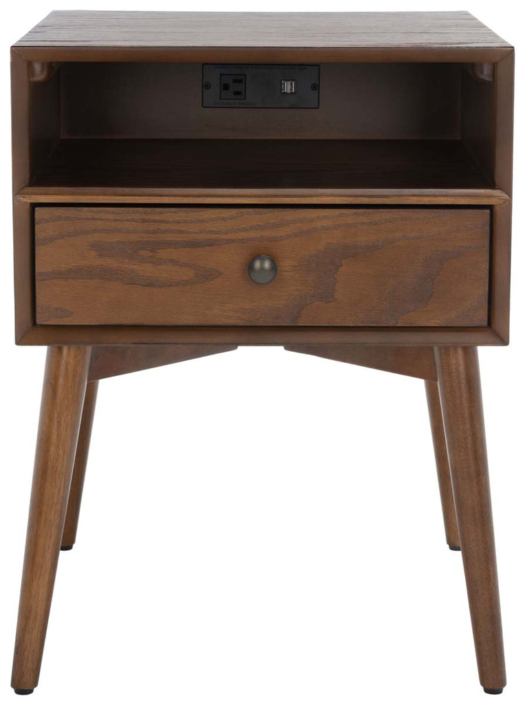 Safavieh Safavieh Scully Nightstand W/ Usb, Oak / Gold - Oak / Gold