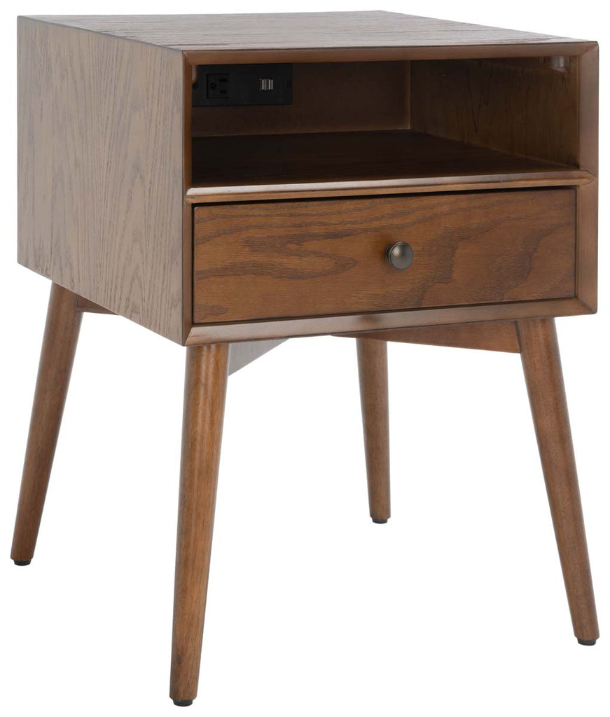 Safavieh Safavieh Scully Nightstand W/ Usb, Oak / Gold - Oak / Gold