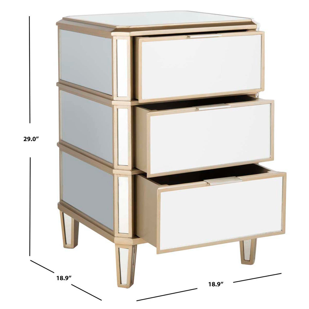 Safavieh Giana 3 Drawer Mirrored Nightstand - Mirror