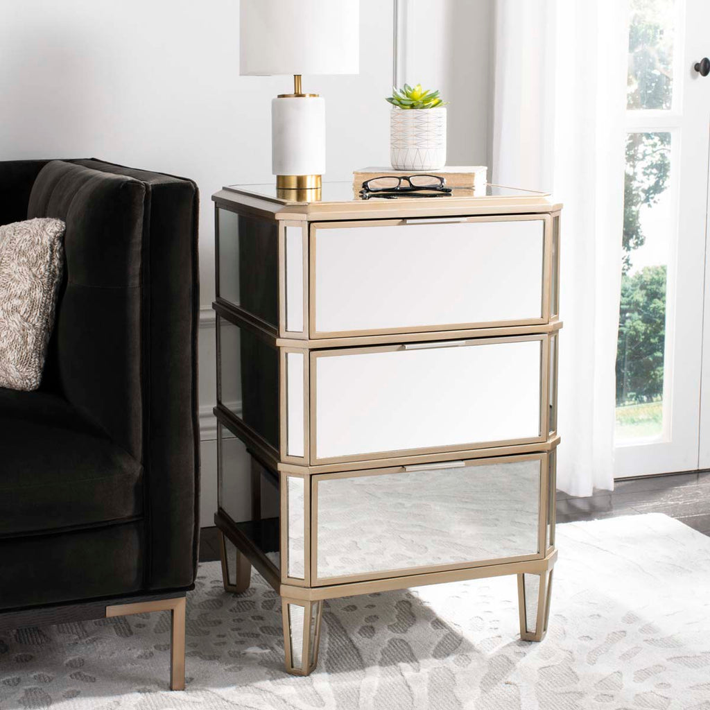 Safavieh Giana 3 Drawer Mirrored Nightstand - Mirror