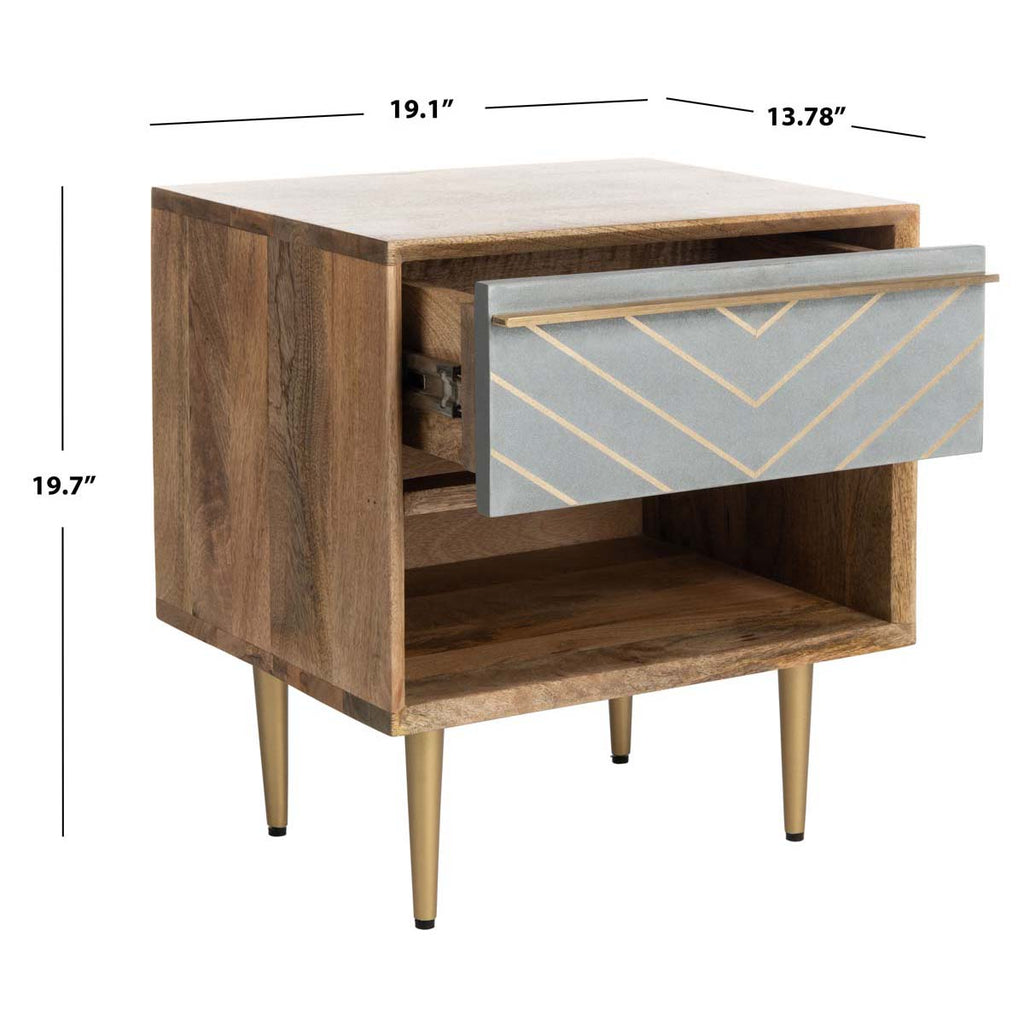 Safavieh Leni Nightstand - Natural / Brass