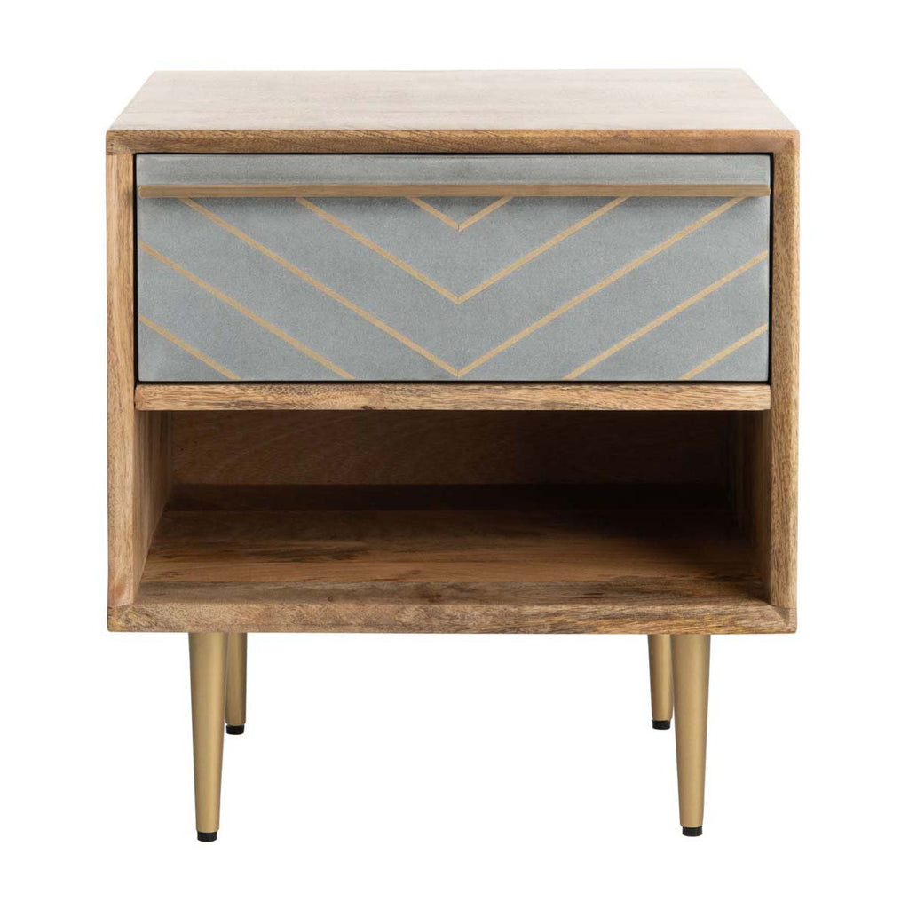 Safavieh Leni Nightstand - Natural / Brass