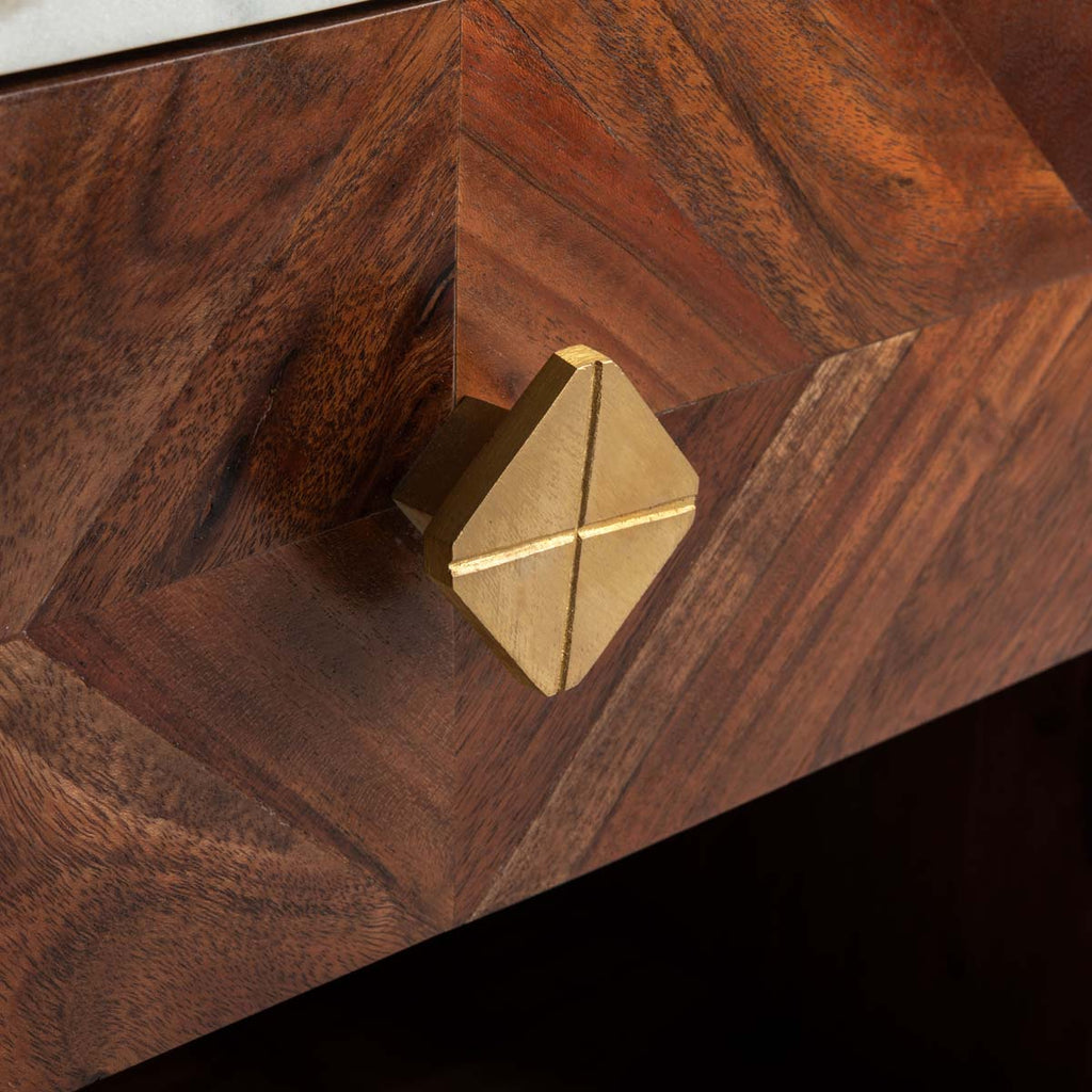 Safavieh Tahseen Parquet Nightstand - Natural / White