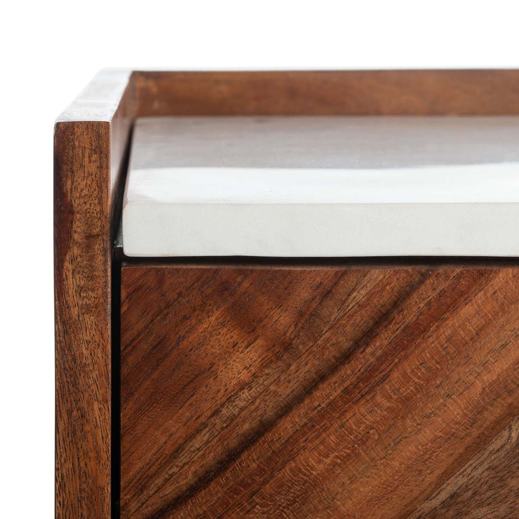 Safavieh Tahseen Parquet Nightstand - Natural / White