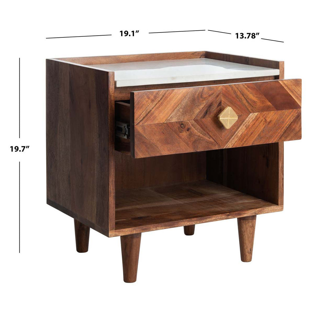 Safavieh Tahseen Parquet Nightstand - Natural / White