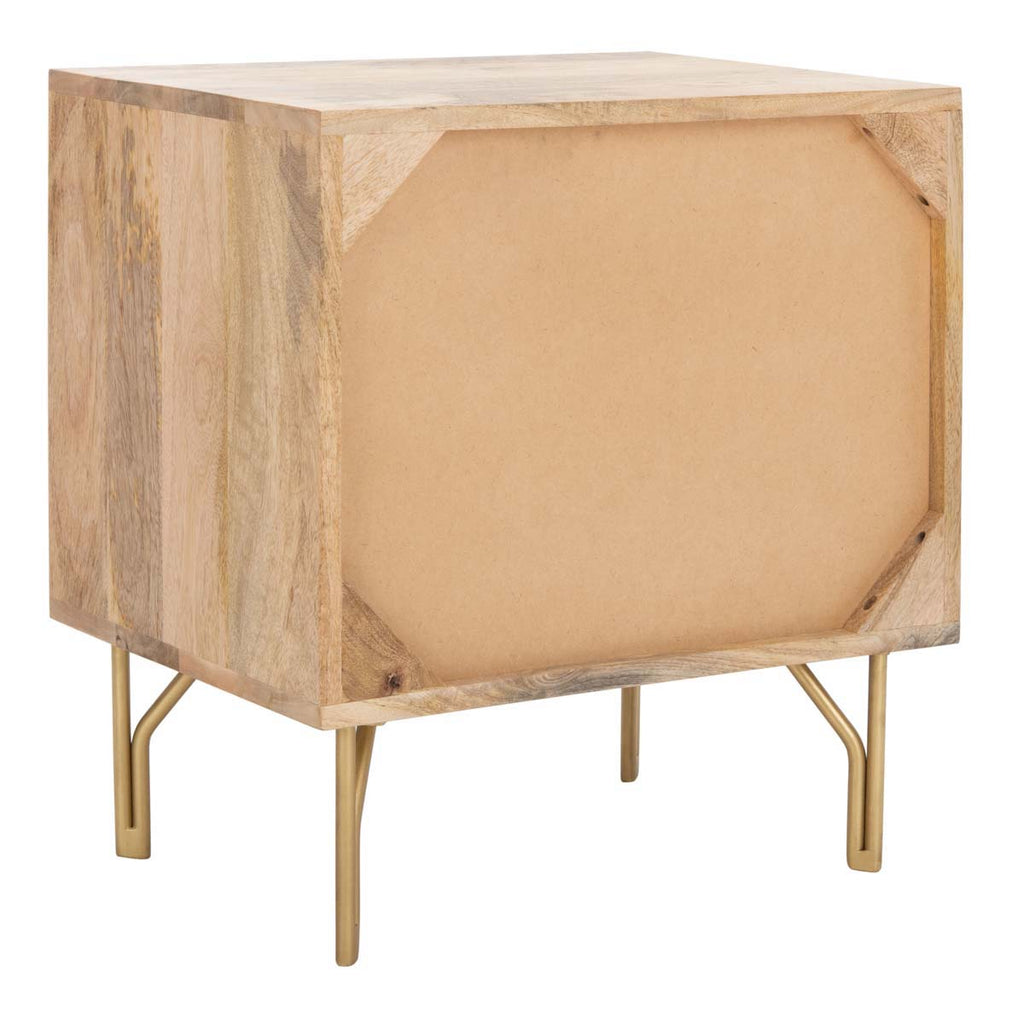 Safavieh Lily 1 Shelf 1 Drawer Nightstand - Natural / Brass