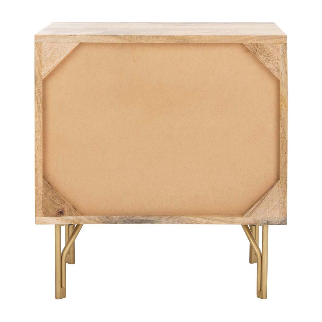 Safavieh Lily 1 Shelf 1 Drawer Nightstand - Natural / Brass