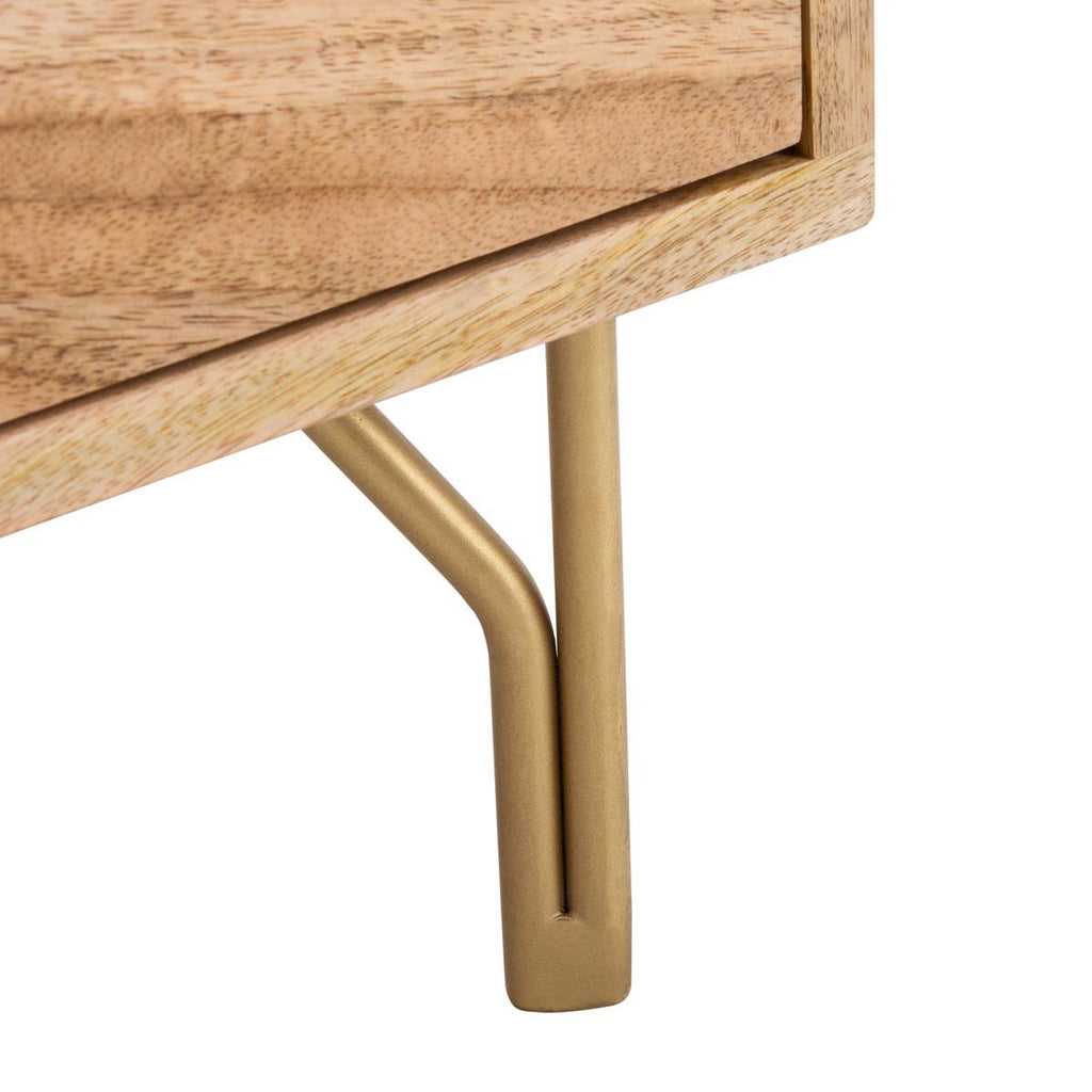 Safavieh Lily 1 Shelf 1 Drawer Nightstand - Natural / Brass