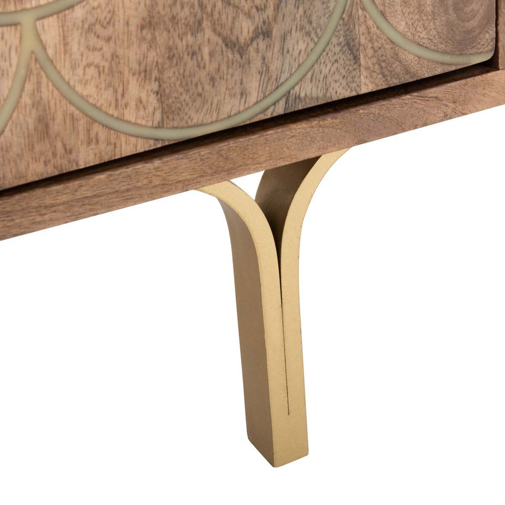 Safavieh Celestina Nightstand - Light Walnut / Brass