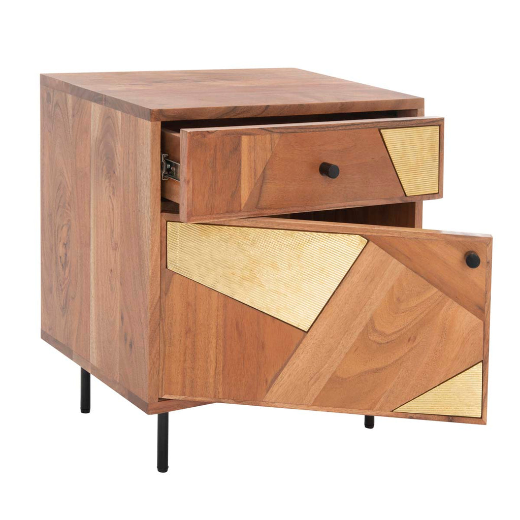 Safavieh Ballard 1 Drawer 1 Door Nightstand - Natural/Gold