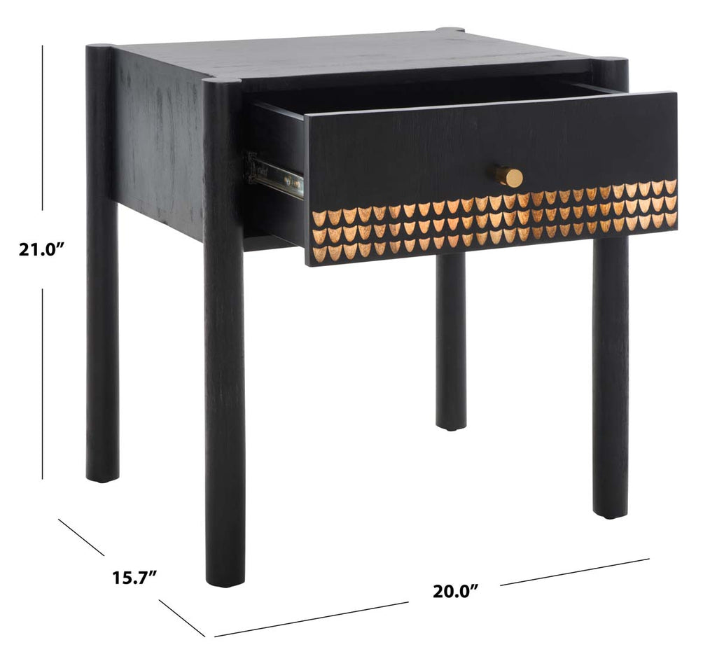 Safavieh Errington 1 Drawer Nightstand - Black / Gold