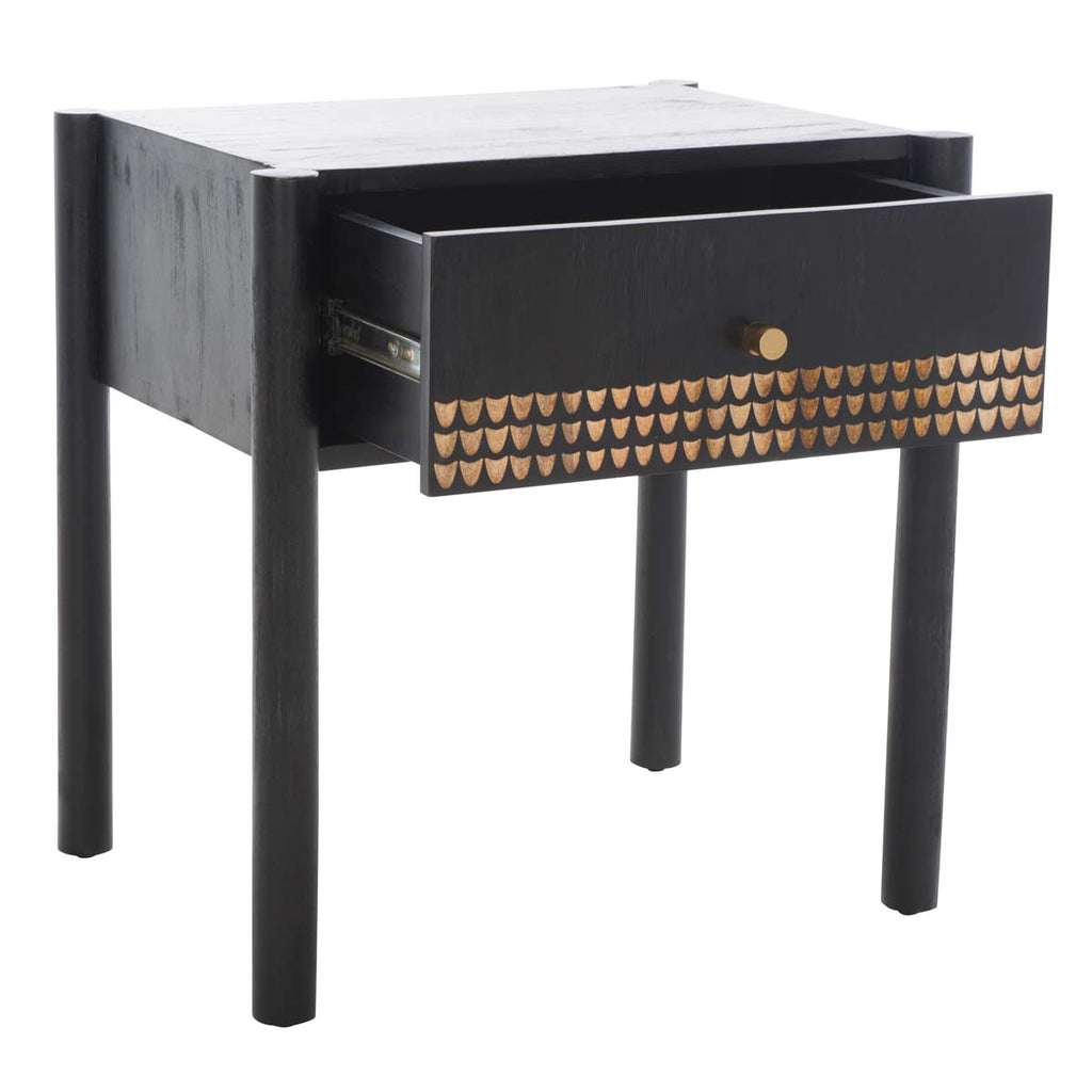 Safavieh Errington 1 Drawer Nightstand - Black / Gold