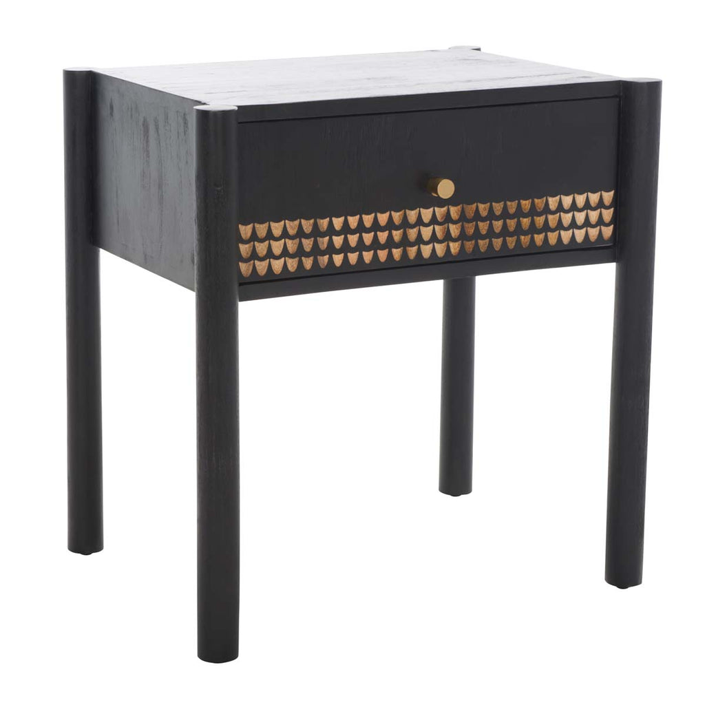 Safavieh Errington 1 Drawer Nightstand - Black / Gold