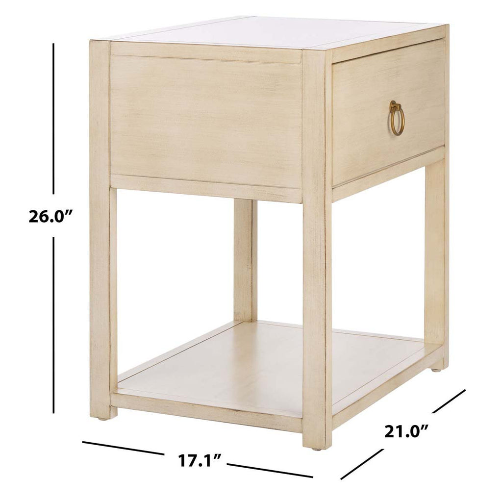 Safavieh Yudi 1 Drawer 1 Shelf Nightstand-Antique White