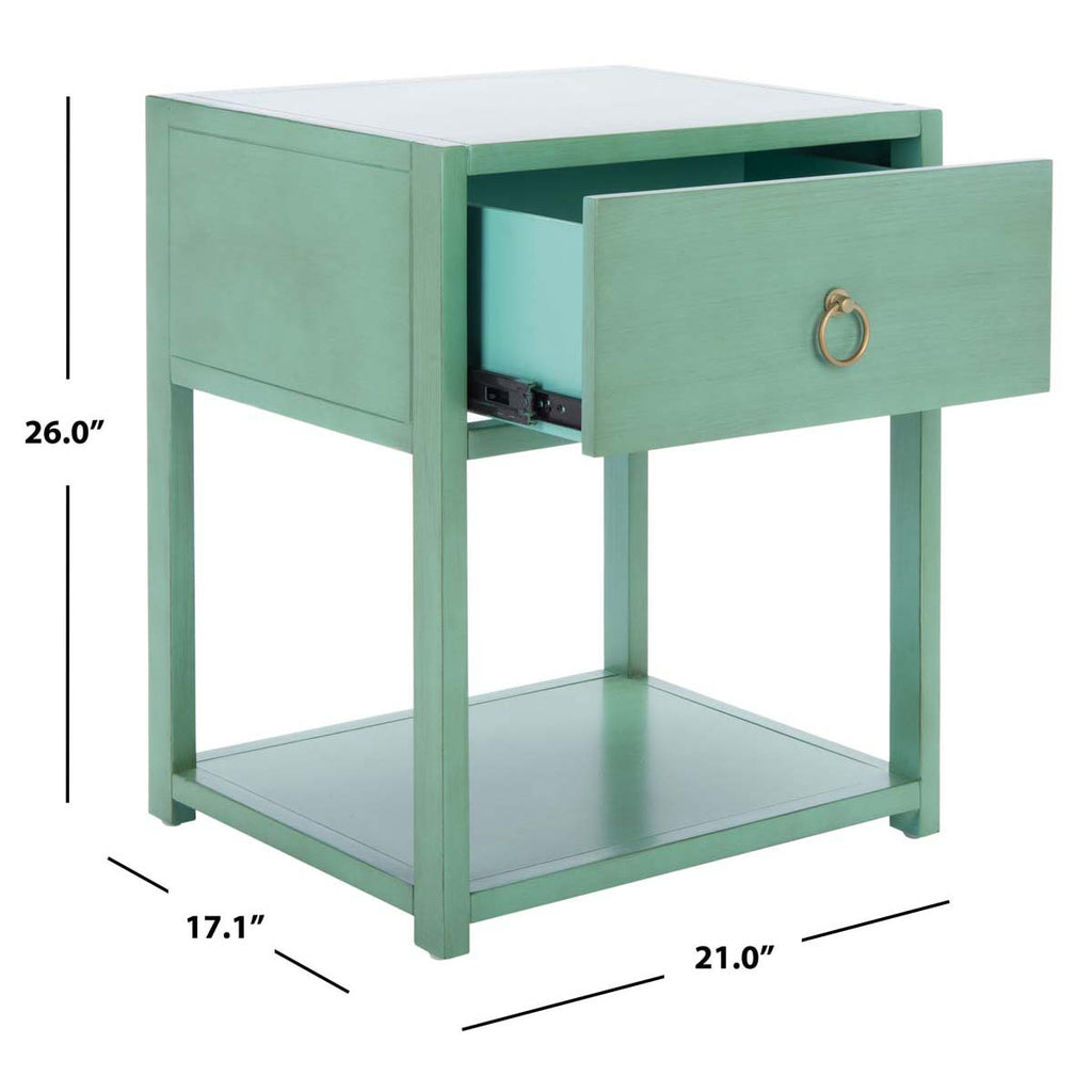 Safavieh Yudi 1 Drawer 1 Shelf Nightstand-Turquoise