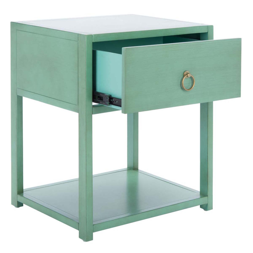 Safavieh Yudi 1 Drawer 1 Shelf Nightstand-Turquoise